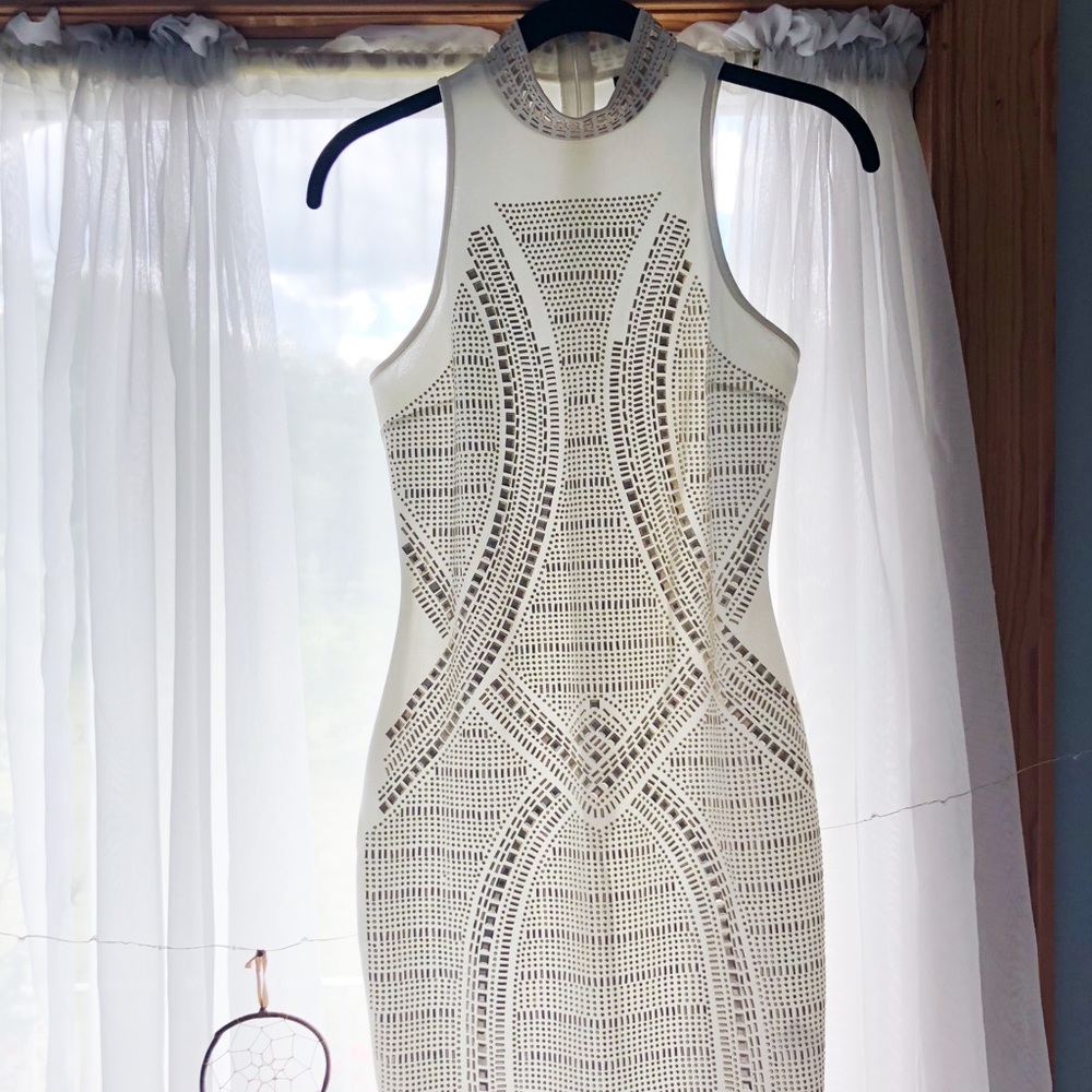 Windsor White High Neck Studded Dress